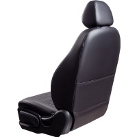 Авточехлы «Lord Auto Турин Экокожа» Ford Focus lll 01.2010-10.2019 г.в., раздельная задняя спинка и сиденье, с подлокотником (C346, седан/хэтчбек/универсал, Ghia/Titanium, чёрный/чёрный)